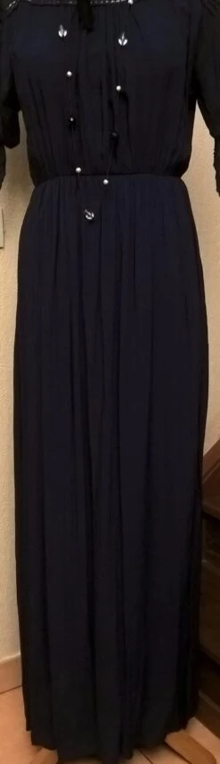 Robe Longue,soie Et Viscose,couleur Bleu Marine,robe Femme,robe Fille,cadeau Femme -Éclat Boutique 1291320 robe longue en soie et viscose de couleur bleu marine 5