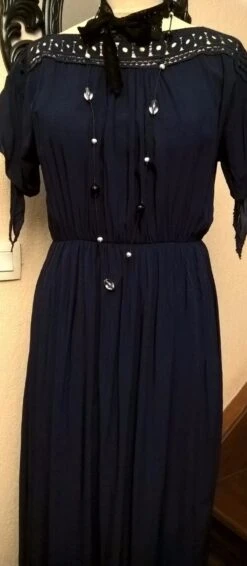 Robe Longue,soie Et Viscose,couleur Bleu Marine,robe Femme,robe Fille,cadeau Femme -Éclat Boutique 1291320 robe longue en soie et viscose de couleur bleu marine 6