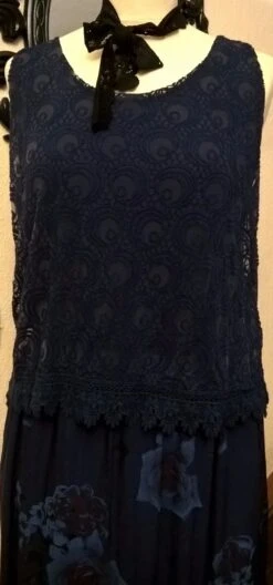 Robe Longue Femme,soie Et Viscose,dentelle Bleu,robe Fille,cadeau Femme,cadeau Fille,vêtements -Éclat Boutique 1291333 robe longue en soie viscose et dentelle de couleur bleu 4