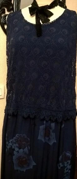 Robe Longue Femme,soie Et Viscose,dentelle Bleu,robe Fille,cadeau Femme,cadeau Fille,vêtements -Éclat Boutique 1291333 robe longue en soie viscose et dentelle de couleur bleu 5