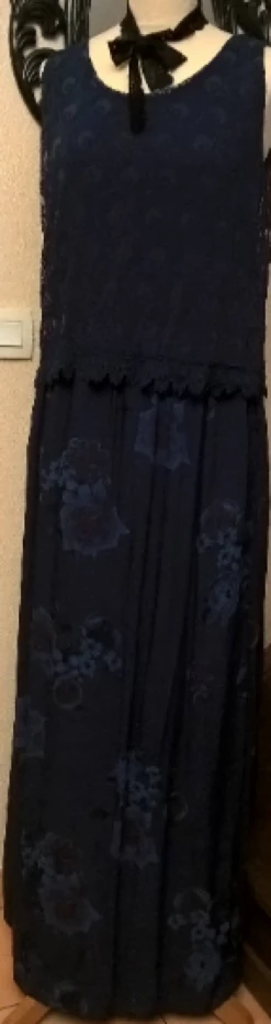 Robe Longue Femme,soie Et Viscose,dentelle Bleu,robe Fille,cadeau Femme,cadeau Fille,vêtements -Éclat Boutique 1291333 robe longue en soie viscose et dentelle de couleur bleu 6