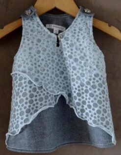 Robe Chasuble Trapèze Pur Cachemire Extra Doux Et Fluide, Chevrons Gris - 3 Mois