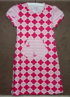 Robe Manches Courtes Jersey Rose - 6 Ans