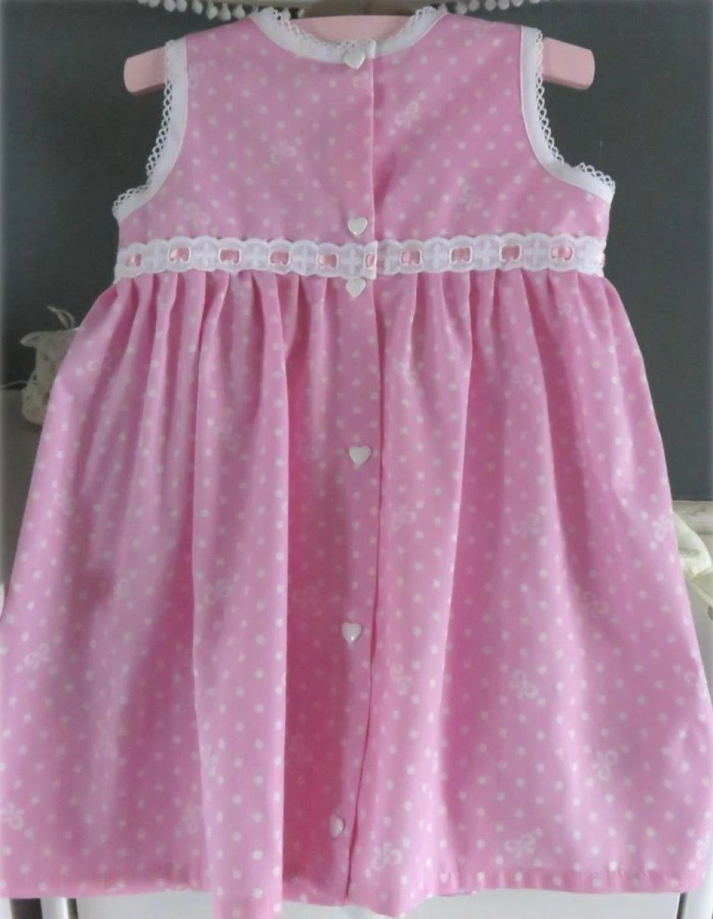Robe Chasuble Froncée Coton Rose - 18 Mois 2 Robe Chasuble Froncée Coton Rose - 18 Mois – Image 2