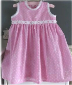 Robe Chasuble Froncée Coton Rose - 18 Mois