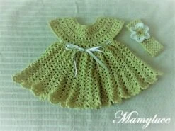 Robe Bébé Vert Pâle, Tricotée Main Au Crochet -Éclat Boutique 1810338 robe bebe vert pale tricotee main au crochet 3