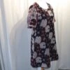 Robe Trapèze En Viscose à Fleurs Bleues Et Bordeaux Manches Courtes Encolure Ronde