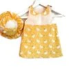 Chapeau Réversible Robe Chasuble Coton Biologique Lapins Fond Jaune Bébé 12-18 Mois
