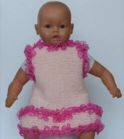 Robe Rose à Volant Pour Bébé Tricotée Main 100% Coton