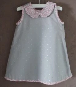 Robe Chasuble Trapèze En Coton Gris Et Minis Cœurs Argentés - 12 Mois