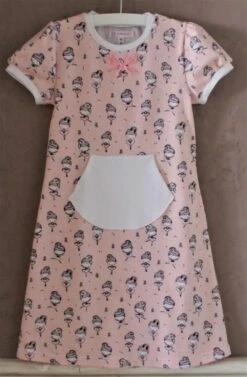 Robe Manches Courtes Jersey Saumon Danseuses - 6 Ans