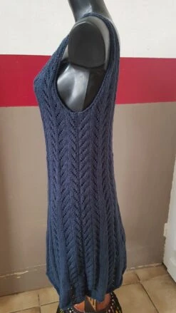 Robe D'été Bleue T. 42 Tricotée Main -Éclat Boutique 1950004 robe d ete bleue t 42 tricotee main 3