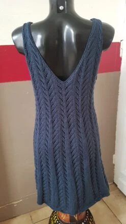 Robe D'été Bleue T. 42 Tricotée Main -Éclat Boutique 1950004 robe d ete bleue t 42 tricotee main 4