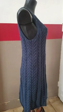 Robe D'été Bleue T. 42 Tricotée Main -Éclat Boutique 1950004 robe d ete bleue t 42 tricotee main 6