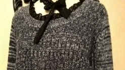 Long Pull Tunique,robe Courte,en Cachemire Et Viscose,couleur Bleu Chiné,dentelle Noire,idée Cadeau Femme,pull Femme -Éclat Boutique 1986655 grande taille long pull tunique robe courte en cachemir 2