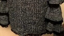 Long Pull Tunique,robe Courte,en Cachemire Et Viscose,couleur Bleu Chiné,dentelle Noire,idée Cadeau Femme,pull Femme -Éclat Boutique 1986655 grande taille long pull tunique robe courte en cachemir 3