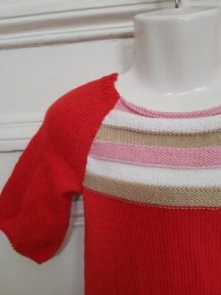 Robe Rouge T. 4 Ans Tricotée Main -Éclat Boutique 2106908 robe rouge t 4 ans tricotee main 2