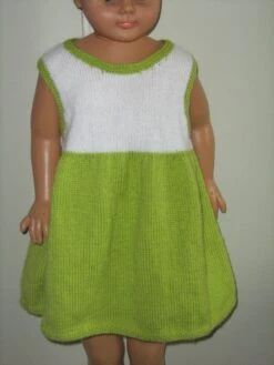 Robe Vert Et Blanc T. 6 Mois Tricotée Main