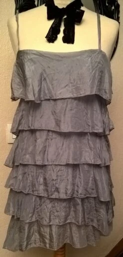 Robe Courte, Cadeau Femme, Vêtements,accessoires , Robe En Soie Grise, Robe à Volants