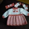 Ensemble Robe,chaussettes Et Bandeau Tricoté Main Taille 3 Mois