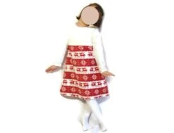 Robe Fille Polaire Hiver 5-6 Ans Robe Trapèze Fille Chasuble Rennes Et Flocons