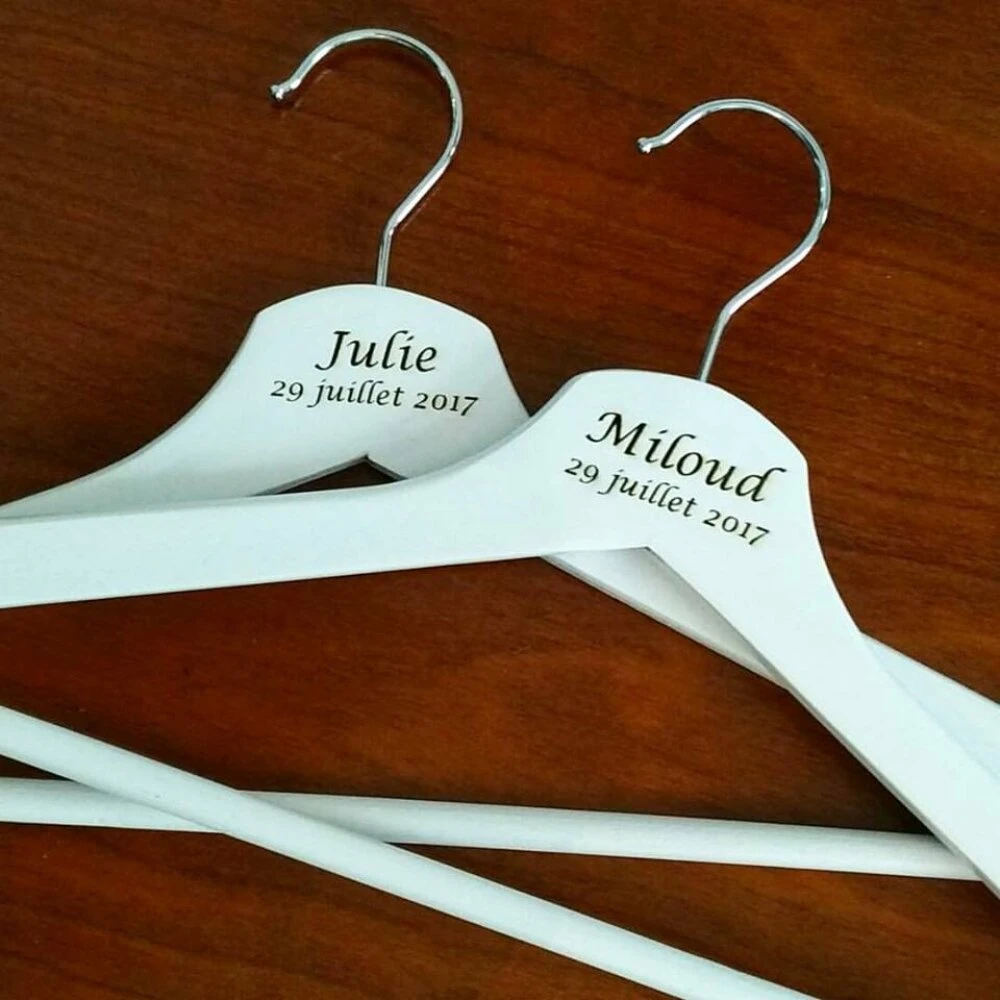 Cintre Personnalisé Avec Votre Prénom Pour Robe De Mariée, Costume, 3 Cintre Personnalisé Avec Votre Prénom Pour Robe De Mariée, Costume, – Image 3