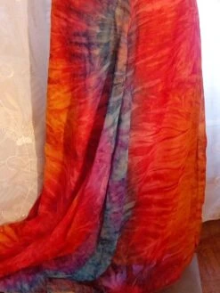 Robe De Ceremonie Longue En Mousseline Orange/marron /bleu Taille 38 Longueur 140 Cm. -Éclat Boutique 2687510 debardeur tunique en mousseline blanc fleuri taille 40 4 4