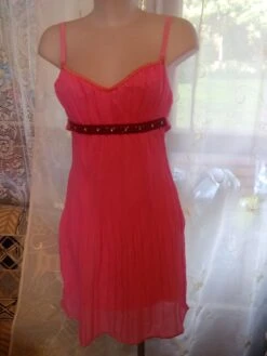 Robe Bustier D'étè En Mousseline A Bretelles Taille 38 Longueur 110 Cm.