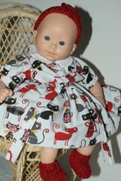 Vêtement Pour Poupée De 30 Cm, Robe Tons Bordeaux,tissu Imprimé Chats -Éclat Boutique 2812284 vetement pour poupee de 30 cm robe tons bordeaux tissu i 6