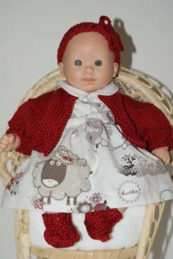 Vêtement Pour Poupée De 30 Cm Robe Imprimé Animaux De La Ferme , Pull Bordeaux