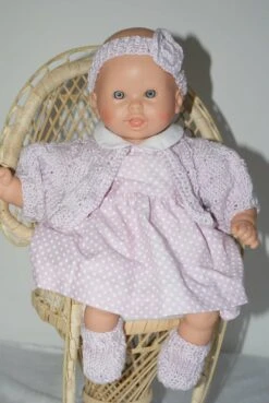 Vêtement Pour Poupon 30 Cm Robe Rose Violine à Pois Blanc