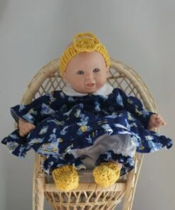 Vêtement Pour Poupée 30 Cm Robe Bleue Marine Imprimée Jouets Bleus Ciel Et Jaune Avec Volants -Éclat Boutique 2812347 vetement pour poupee 30 cm robe bleue marine imprimee jou 3