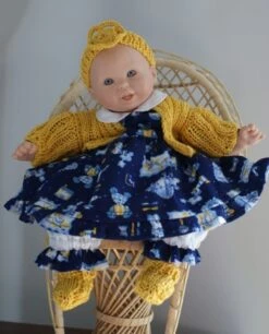 Vêtement Pour Poupée 30 Cm Robe Bleue Marine Imprimée Jouets Bleus Ciel Et Jaune Avec Volants