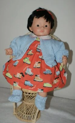 Vetement Pour Poupée De 36 Cm Robe Orange Imprimée Petites Chaussures Pastels