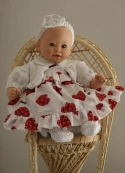 Vêtement Pour Poupée 30 Cm Robe Blanche Imprimée De Petits Cœurs Rouges Avec Volants