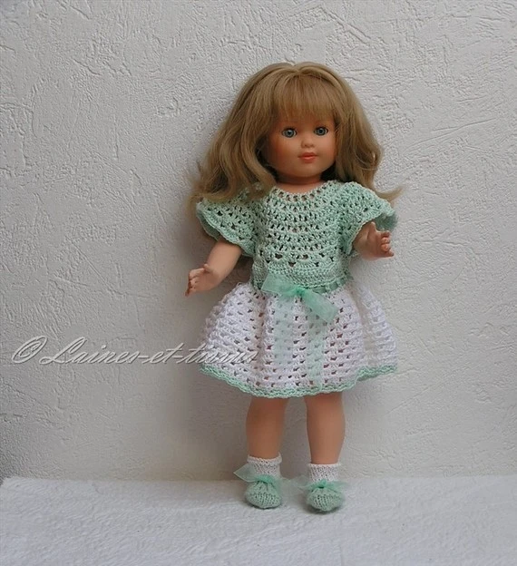 Robe Et Accessoires Pour Poupée De 40 à 45 Cm, Fait Main 1 Robe Et Accessoires Pour Poupée De 40 à 45 Cm, Fait Main