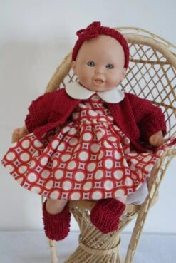 Vêtement Pour Poupon 30 Cm Robe Orange Et Bordeaux Avec Formes Géometriques