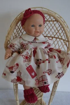 Vêtement Pour Poupon 30 Cm Robe Fond Beige Imprimé Bordeaux Theme Noel -Éclat Boutique 2865884 vetement pour poupon 30 cm robe fond blanc imprime de lant 4