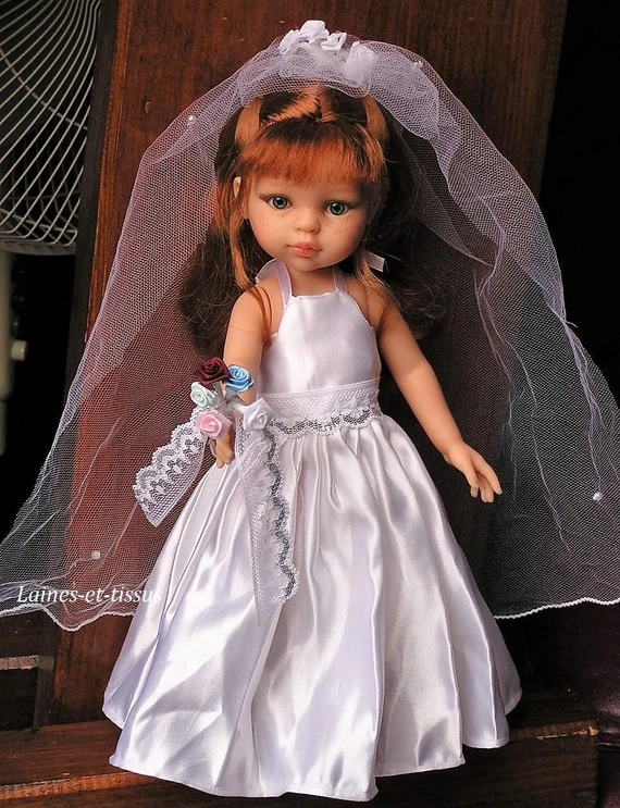 Robe De Mariée Pour Poupée De 32/33 Cm, Poupée Chérie Paola Reina 2 Robe De Mariée Pour Poupée De 32/33 Cm, Poupée Chérie Paola Reina – Image 2
