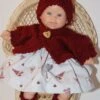 Vêtement Pour Poupon 30 Cm Robe Grise Et Bordeaux Theme Noel Avec Bonnet Lutin