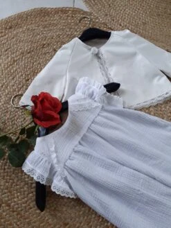 Robe Demoiselle D Honneur Petite Fille Gaze De Coton Et Dentelle Bohème Personnalisable. -Éclat Boutique 2955455 portefeuille minimaliste cuir veritable recycle marron fon 3