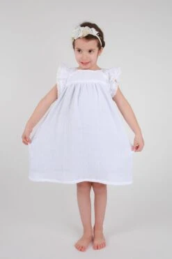 Robe Demoiselle D Honneur Petite Fille Gaze De Coton Et Dentelle Bohème Personnalisable.