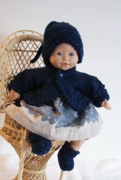 Vêtement Pour Poupon 30 Cm Robe Bleue Et Blanche Theme Noel Avec Bonnet Lutin