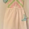 Robe Enfant Dos Nu, Au Crochet,boho ,boheme, Hippie Tons Vert Et Rose,blanc
