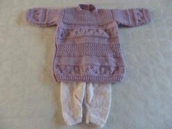 Robe-tunique Violette Et Son Caleçon Blanc Moucheté Rose Et Mauve En Taille Naissance Pour Bébé Fille