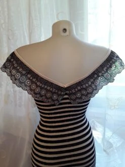 -robe Tube Robe D'étè Moulante Mi Longue En Jersey Extensible Bleu Marine /blanc Taille 36/38/40/42, Longueur 88 Cm. -Éclat Boutique 3686175 robe tube robe d ete moulante mi longue en jersey extensi 4