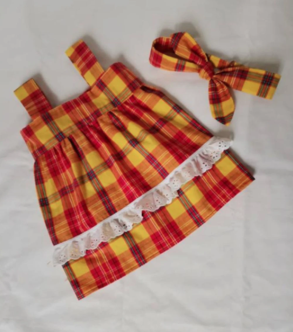Robe à Bretelles Madras Indémodable Festive Dress-kids Dress 2 Robe à Bretelles Madras Indémodable Festive Dress-kids Dress – Image 2