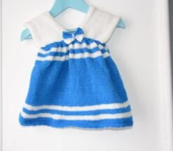 Robe Bleue Et Blanche Avec Petit Nœud Pour Bébé - Robe Pour Bébé Couleur Personnalisable