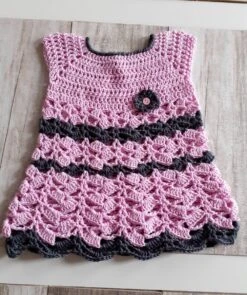 Robe Rose Bebe Au Crochet Fait Main