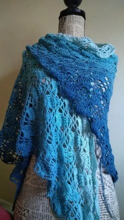 Châle étole Robe été Coton Bleu Dégradé Dentelle -Éclat Boutique 3874263 chale etole robe ete coton bleu degrade dentelle 4